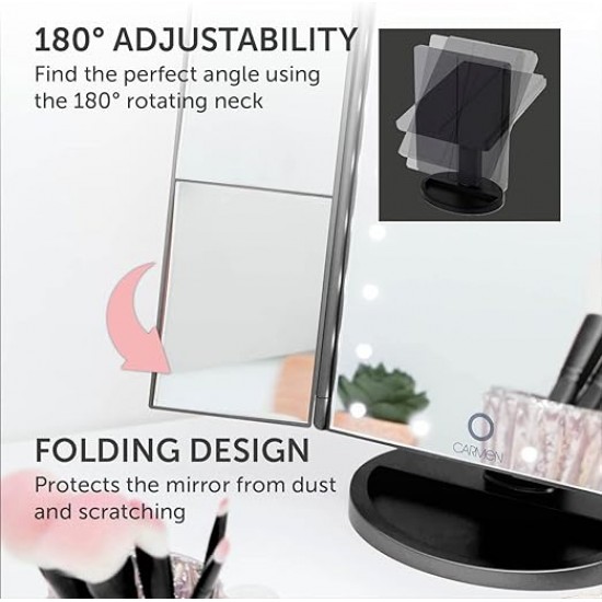 Gift for Her Carmen Noir LED 3 Panel Make Up Mirror with